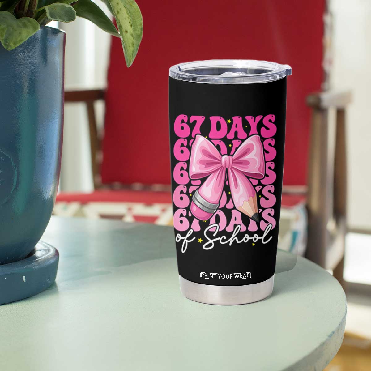 67 Days Of School Girls Coquette Bow Tumbler Cup Funny Six Seven Meme 67th Day TS10 Print Your Wear