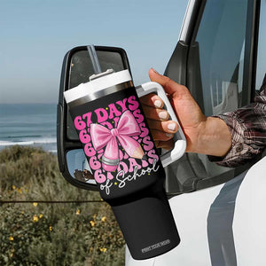 67 Days Of School Girls Coquette Bow Tumbler With Handle Funny Six Seven Meme 67th Day TS10 Print Your Wear