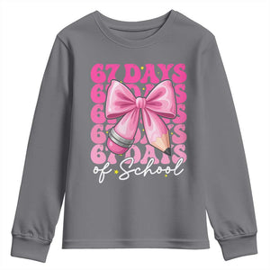 67 Days Of School Girls Coquette Bow Youth Sweatshirt Funny Six Seven Meme 67th Day TS10 Charcoal Print Your Wear