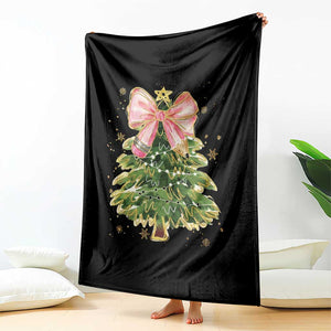 Coquette Bow Christmas Throw Blanket Cute Teacher Xmas Tree Pink TS10 Print Your Wear