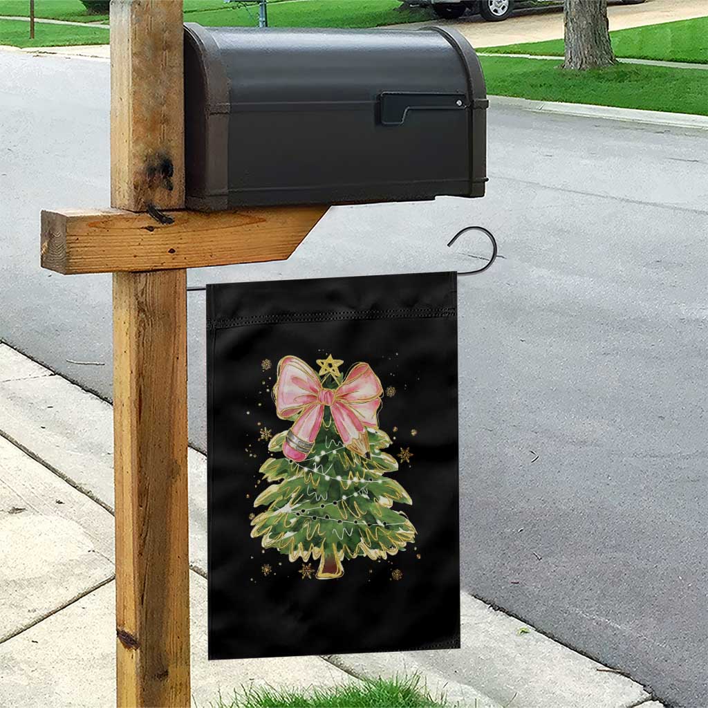 Coquette Bow Christmas Garden Flag Cute Teacher Xmas Tree Pink TS10 Print Your Wear