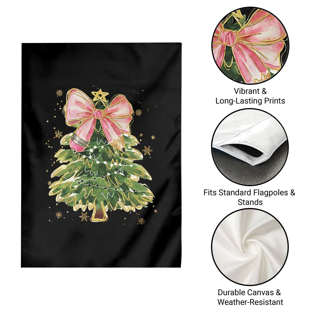 Coquette Bow Christmas Garden Flag Cute Teacher Xmas Tree Pink TS10 Print Your Wear