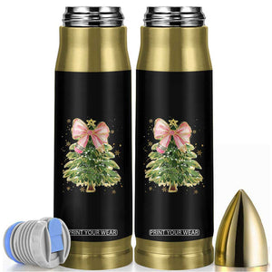 Coquette Bow Christmas Bullet Tumbler Cute Teacher Xmas Tree Pink TS10 Black Print Your Wear