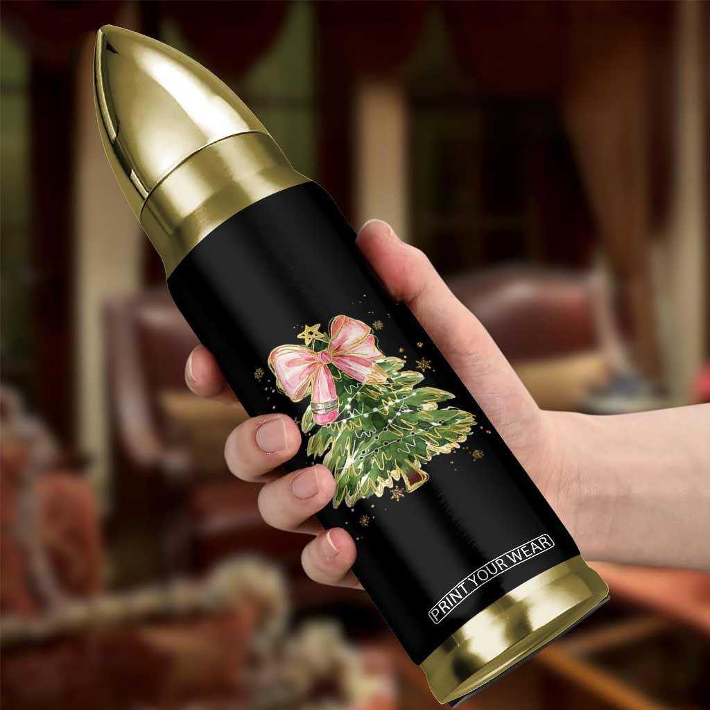 Coquette Bow Christmas Bullet Tumbler Cute Teacher Xmas Tree Pink TS10 Print Your Wear
