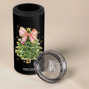 Coquette Bow Christmas 4 in 1 Can Cooler Tumbler Cute Teacher Xmas Tree Pink TS10 Print Your Wear