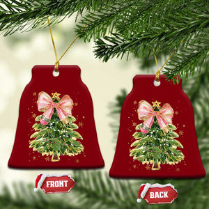 Coquette Bow Christmas Ceramic Ornament Cute Teacher Xmas Tree Pink TS10 Print Your Wear