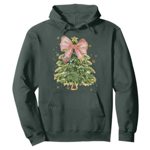 Coquette Bow Christmas Hoodie Cute Teacher Xmas Tree Pink TS10 Dark Forest Green Print Your Wear