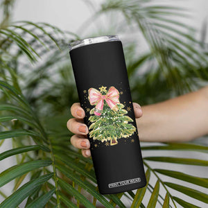 Coquette Bow Christmas Skinny Tumbler Cute Teacher Xmas Tree Pink TS10 Print Your Wear