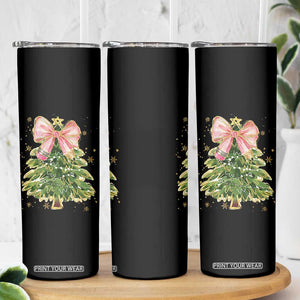 Coquette Bow Christmas Skinny Tumbler Cute Teacher Xmas Tree Pink TS10 Print Your Wear
