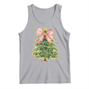 Coquette Bow Christmas Tank Top Cute Teacher Xmas Tree Pink TS10 Athletic Heather Print Your Wear