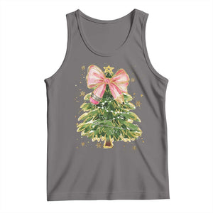 Coquette Bow Christmas Tank Top Cute Teacher Xmas Tree Pink TS10 Deep Heather Print Your Wear