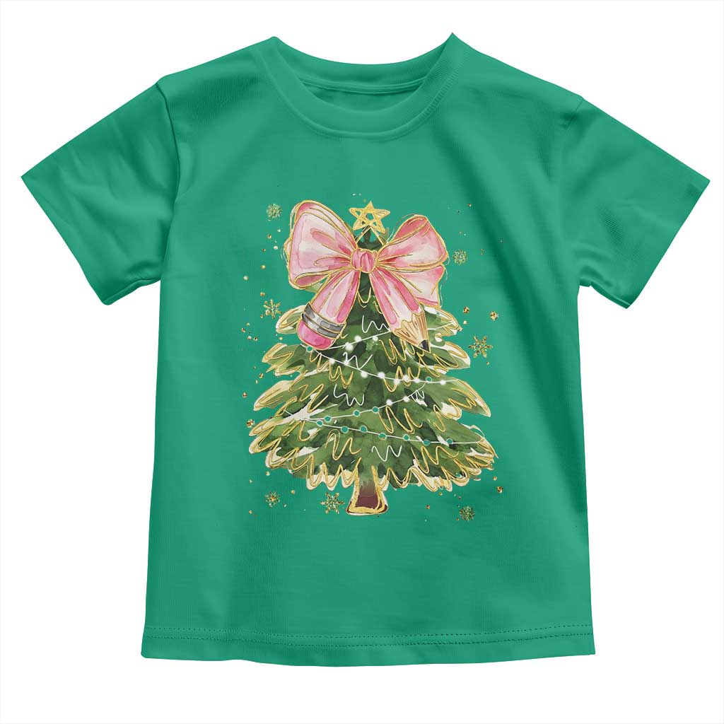 Coquette Bow Christmas Toddler T Shirt Cute Teacher Xmas Tree Pink TS10 Irish Green Print Your Wear