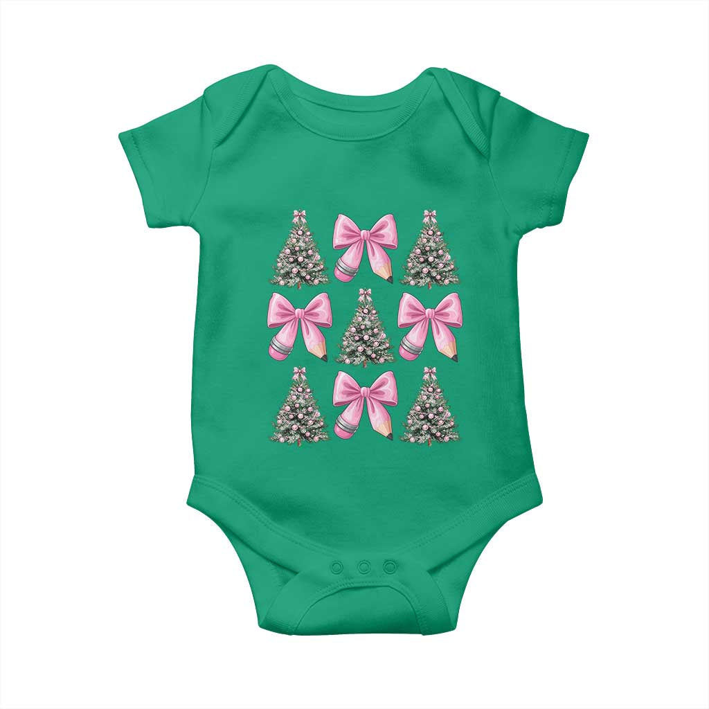 Coquette Bow Christmas Baby Onesie Girly Xmas Tree Teacher Pencil Bow TS10 Irish Green Print Your Wear