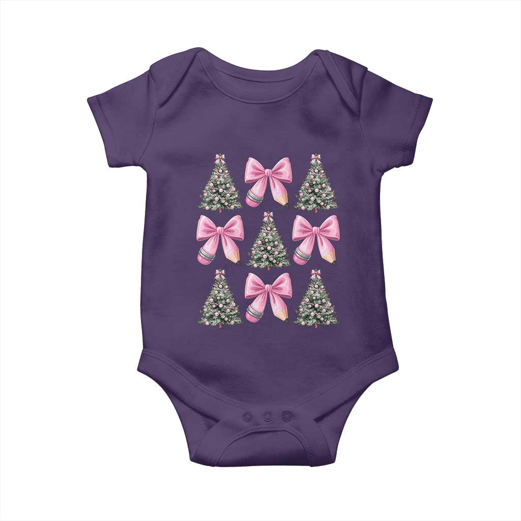 Coquette Bow Christmas Baby Onesie Girly Xmas Tree Teacher Pencil Bow TS10 Purple Print Your Wear