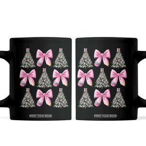 Coquette Bow Christmas Coffee Mug Girly Xmas Tree Teacher Pencil Bow TS10 Black Print Your Wear