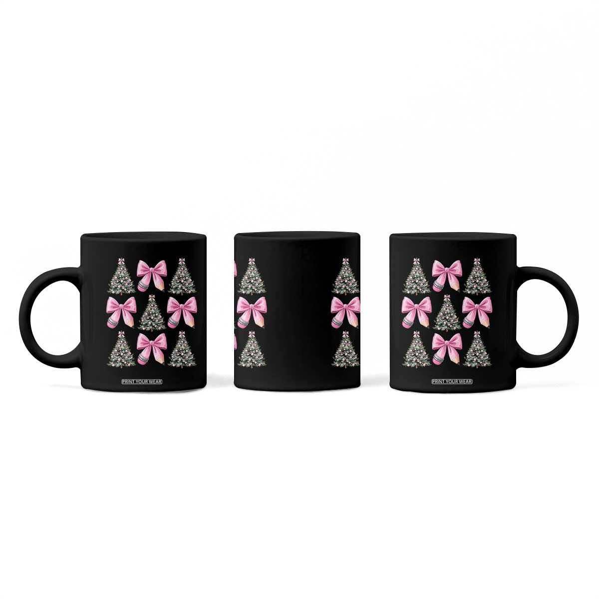 Coquette Bow Christmas Coffee Mug Girly Xmas Tree Teacher Pencil Bow TS10 Print Your Wear