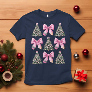 Coquette Bow Christmas T Shirt Girly Xmas Tree Teacher Pencil Bow TS10 Navy Print Your Wear