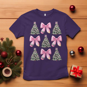 Coquette Bow Christmas T Shirt Girly Xmas Tree Teacher Pencil Bow TS10 Purple Print Your Wear