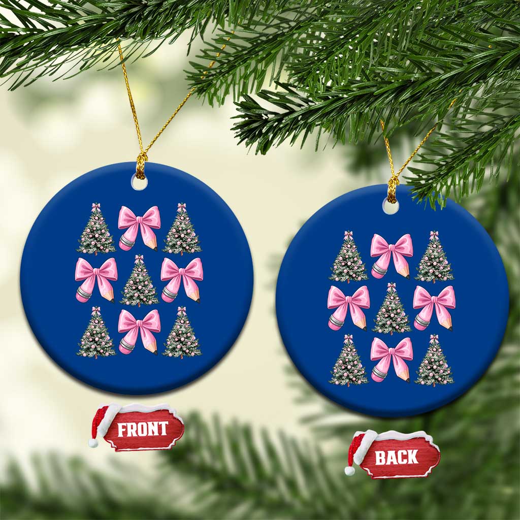 Coquette Bow Christmas Ceramic Ornament Girly Xmas Tree Teacher Pencil Bow TS10 1pc Blue Print Your Wear