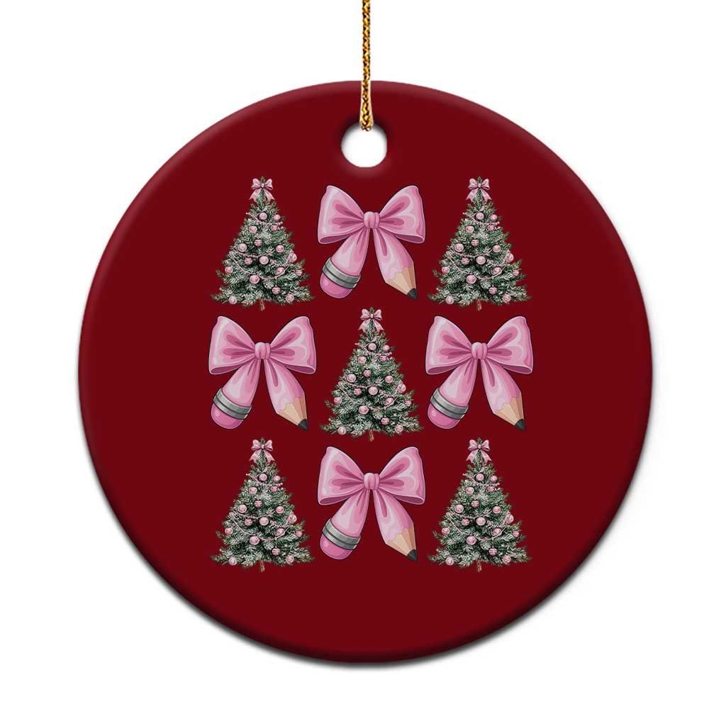 Coquette Bow Christmas Ceramic Ornament Girly Xmas Tree Teacher Pencil Bow TS10 1pc Red Print Your Wear