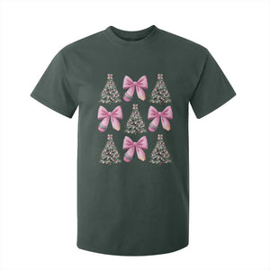 Coquette Bow Christmas T Shirt For Kid Girly Xmas Tree Teacher Pencil Bow TS10 Dark Forest Green Print Your Wear