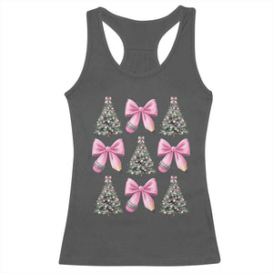 Coquette Bow Christmas Racerback Tank Top Girly Xmas Tree Teacher Pencil Bow TS10 Dark Heather Print Your Wear