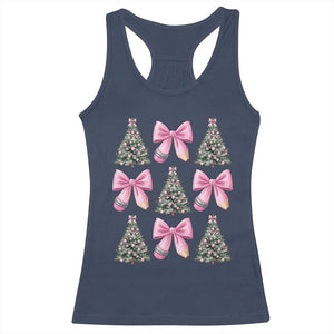 Coquette Bow Christmas Racerback Tank Top Girly Xmas Tree Teacher Pencil Bow TS10 Navy Print Your Wear