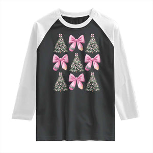 Coquette Bow Christmas Raglan Shirt Girly Xmas Tree Teacher Pencil Bow TS10 Black White Print Your Wear
