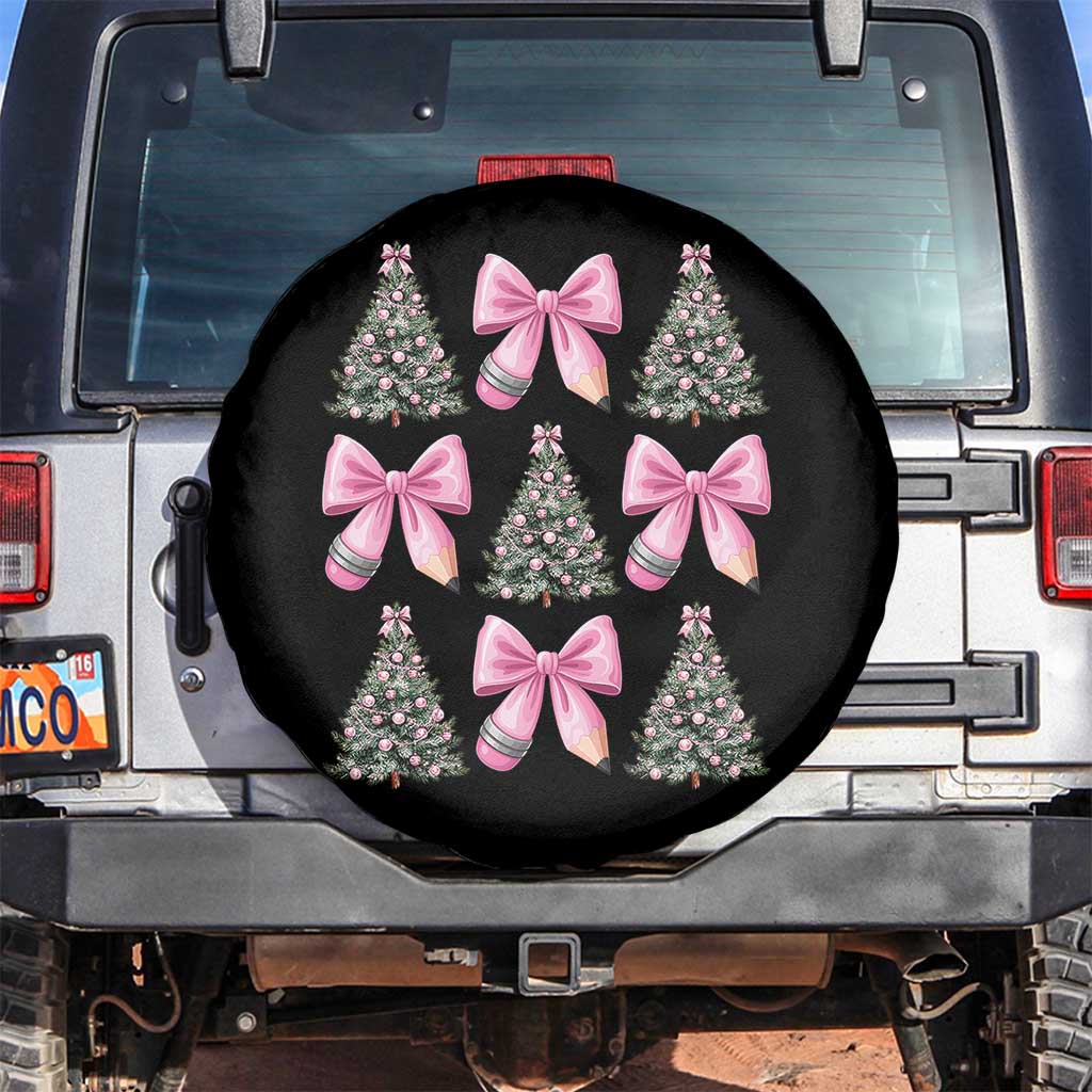 Coquette Bow Christmas Spare Tire Cover Girly Xmas Tree Teacher Pencil Bow TS10 No hole Black Print Your Wear