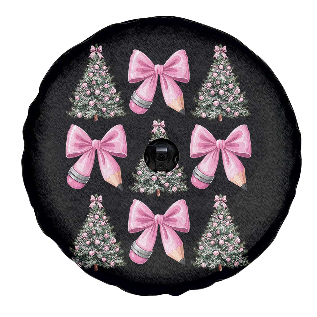 Coquette Bow Christmas Spare Tire Cover Girly Xmas Tree Teacher Pencil Bow TS10 Print Your Wear