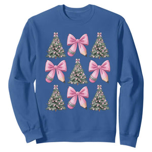 Coquette Bow Christmas Sweatshirt Girly Xmas Tree Teacher Pencil Bow TS10 Royal Blue Print Your Wear