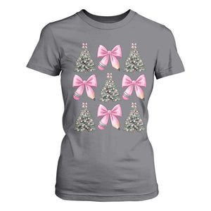 Coquette Bow Christmas T Shirt For Women Girly Xmas Tree Teacher Pencil Bow TS10 Charcoal Print Your Wear