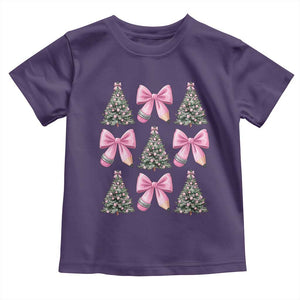 Coquette Bow Christmas Toddler T Shirt Girly Xmas Tree Teacher Pencil Bow TS10 Purple Print Your Wear