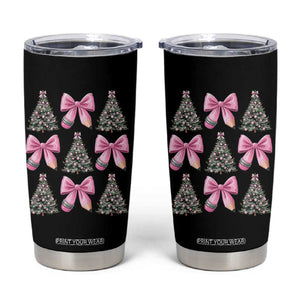 Coquette Bow Christmas Tumbler Cup Girly Xmas Tree Teacher Pencil Bow TS10 Black Print Your Wear