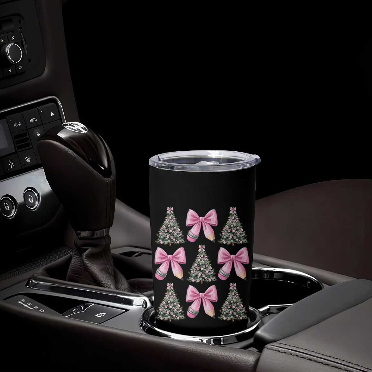 Coquette Bow Christmas Tumbler Cup Girly Xmas Tree Teacher Pencil Bow TS10 Print Your Wear