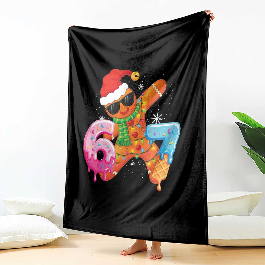 Funny 67 Meme Gingerbread Christmas Throw Blanket Six Seven Ice Cream Drip Boys TS10 Print Your Wear