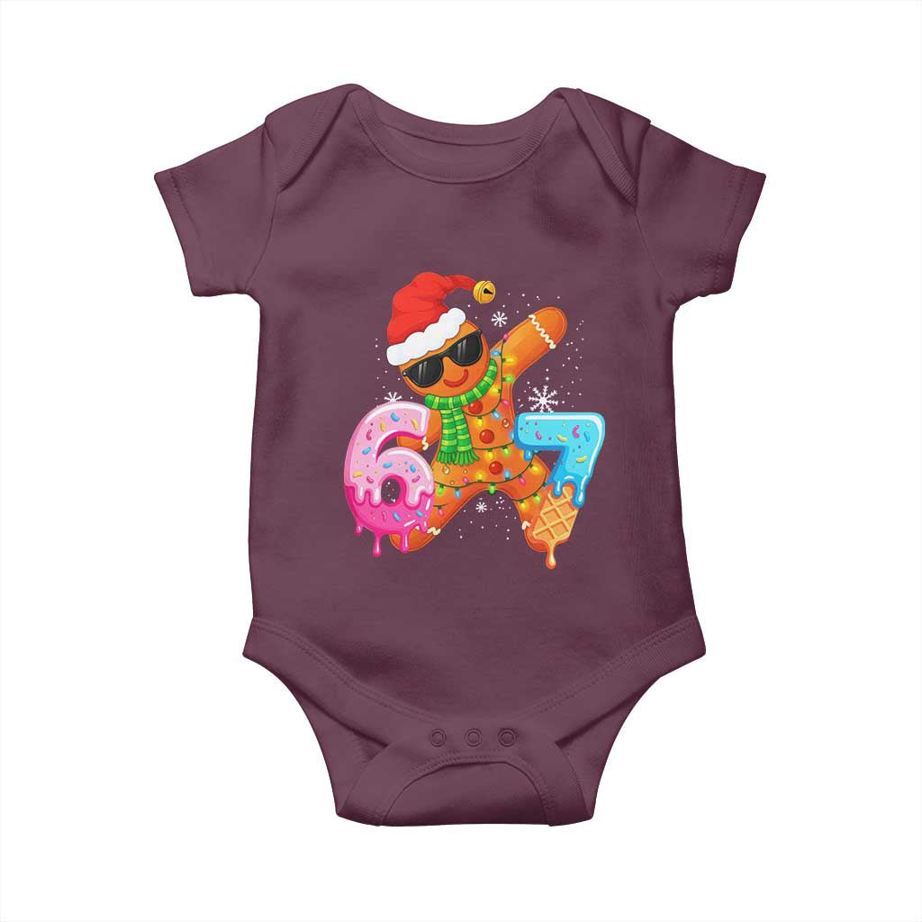 Funny 67 Meme Gingerbread Christmas Baby Onesie Six Seven Ice Cream Drip Boys TS10 Maroon Print Your Wear