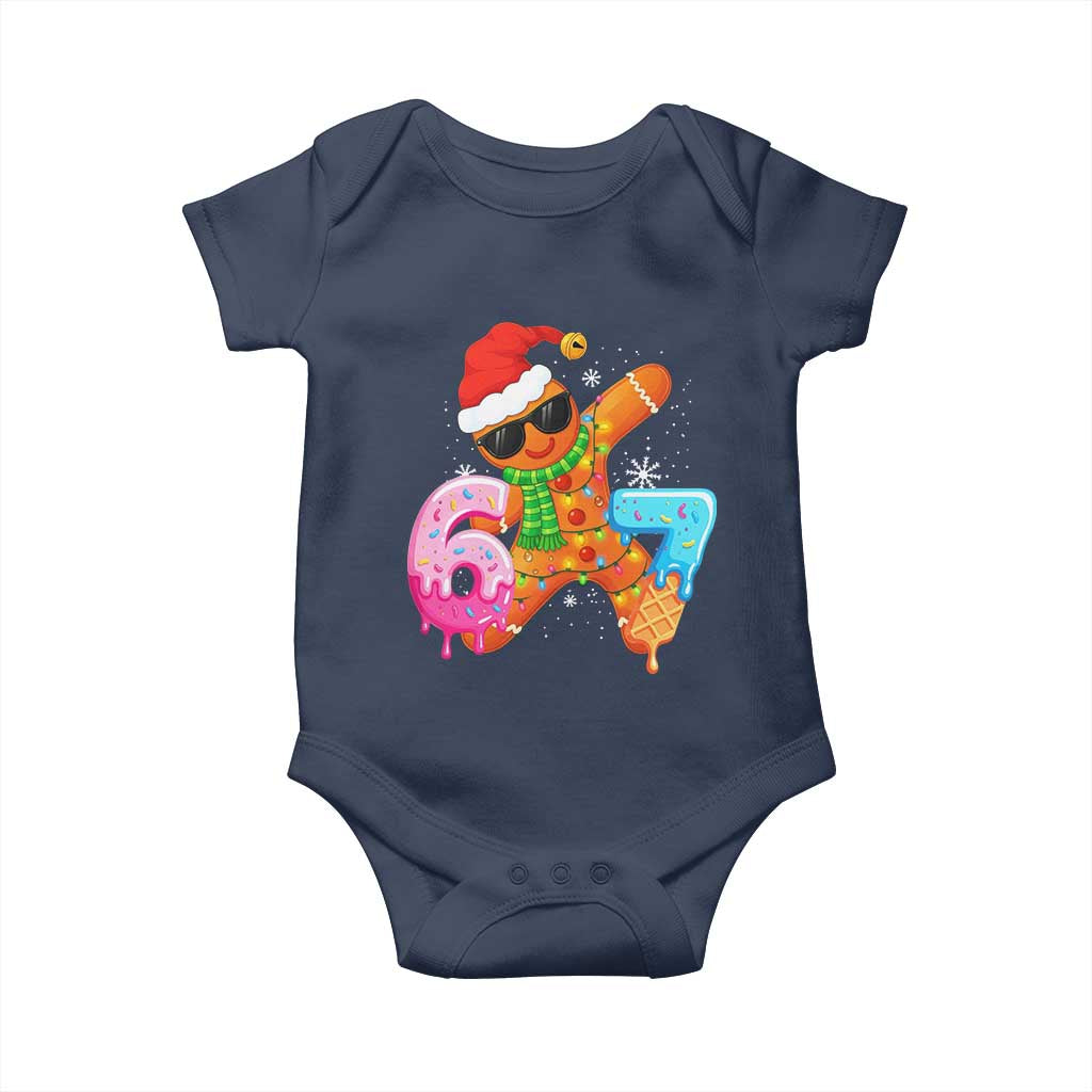 Funny 67 Meme Gingerbread Christmas Baby Onesie Six Seven Ice Cream Drip Boys TS10 Navy Print Your Wear