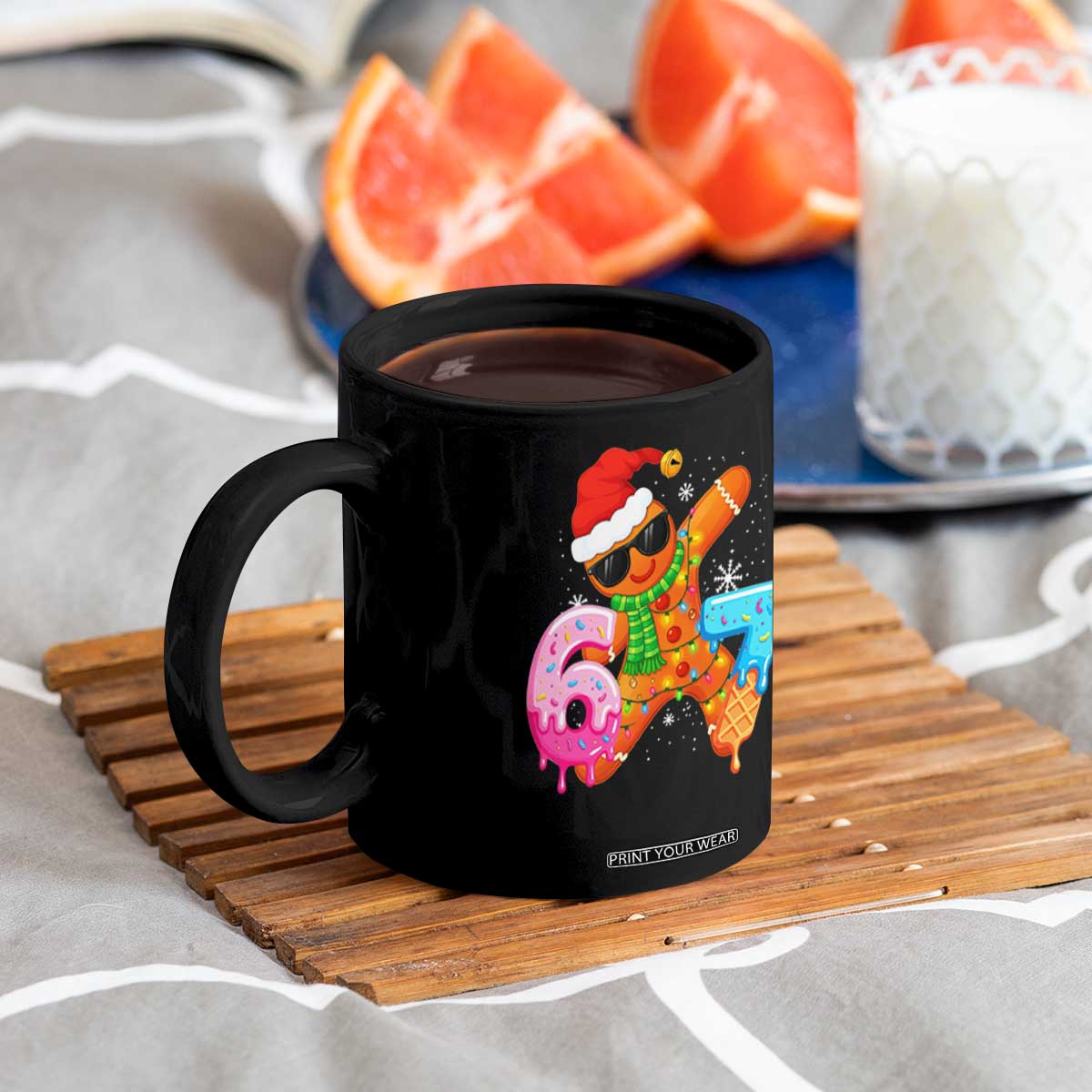 Funny 67 Meme Gingerbread Christmas Coffee Mug Six Seven Ice Cream Drip Boys TS10 Print Your Wear
