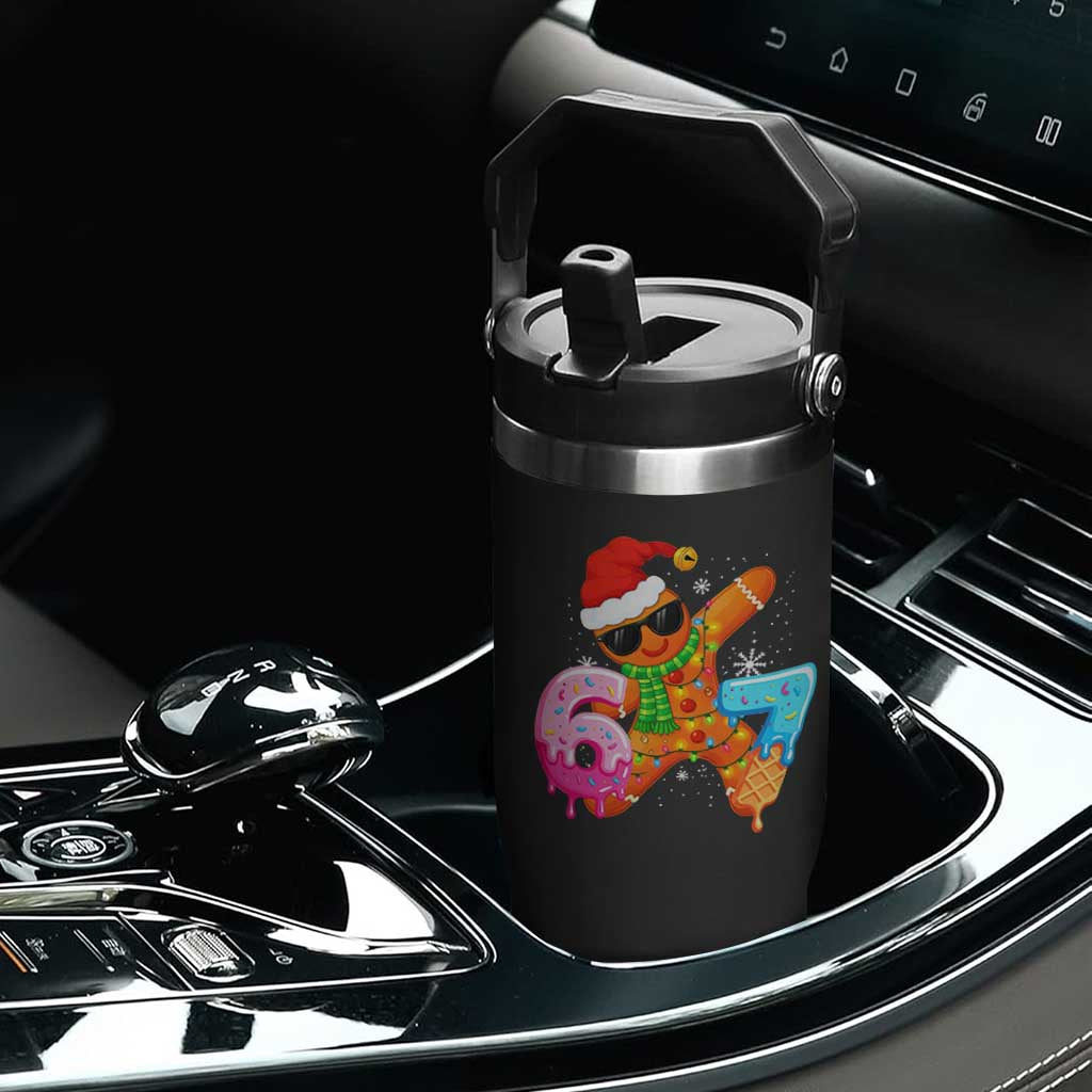 Funny 67 Meme Gingerbread Christmas Flip Straw Tumbler Six Seven Ice Cream Drip Boys TS10 Print Your Wear