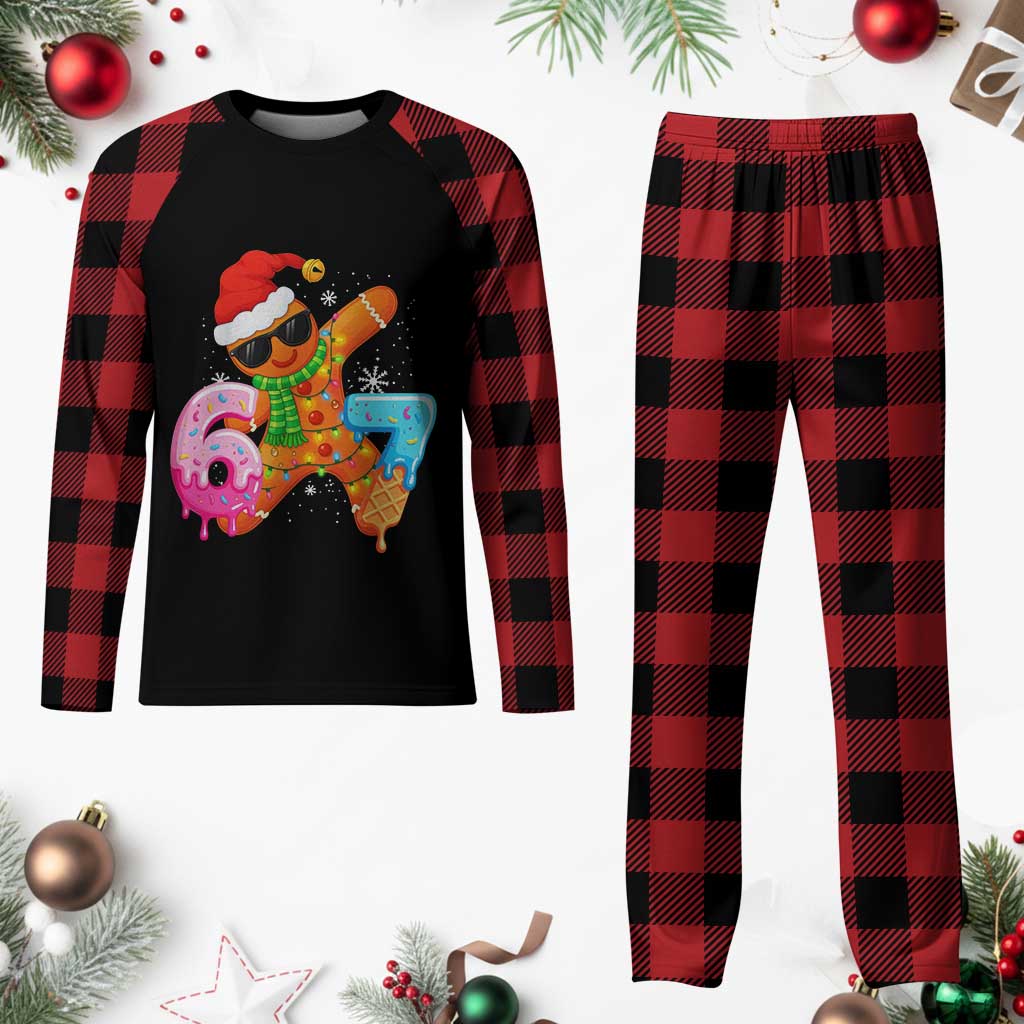 Funny 67 Meme Gingerbread Christmas Plaid Pajama Set Six Seven Ice Cream Drip Boys TS10 Buffalo Plaid Print Your Wear