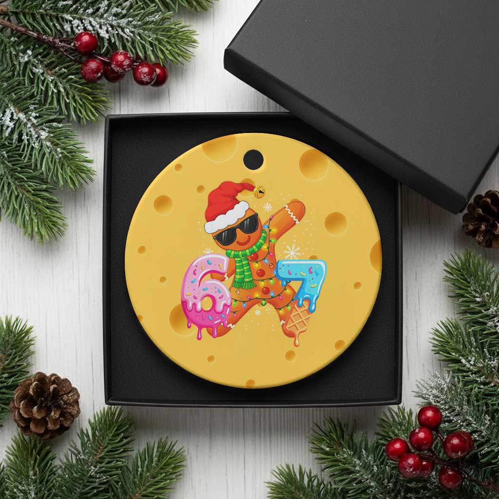 Funny 67 Meme Gingerbread Christmas Ceramic Ornament Six Seven Ice Cream Drip Boys TS10 1pc Yellow Cheese Print Your Wear