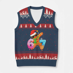 Funny 67 Meme Gingerbread Xmas V-Neck Knit Sweater Vest Six Seven Ice Cream Drip Boys TS10 Navy Red Print Your Wear