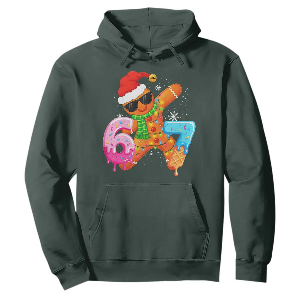 Funny 67 Meme Gingerbread Christmas Hoodie Six Seven Ice Cream Drip Boys TS10 Dark Forest Green Print Your Wear