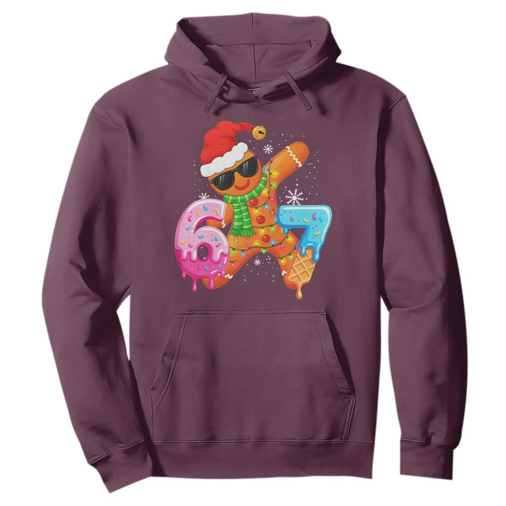 Funny 67 Meme Gingerbread Christmas Hoodie Six Seven Ice Cream Drip Boys TS10 Maroon Print Your Wear