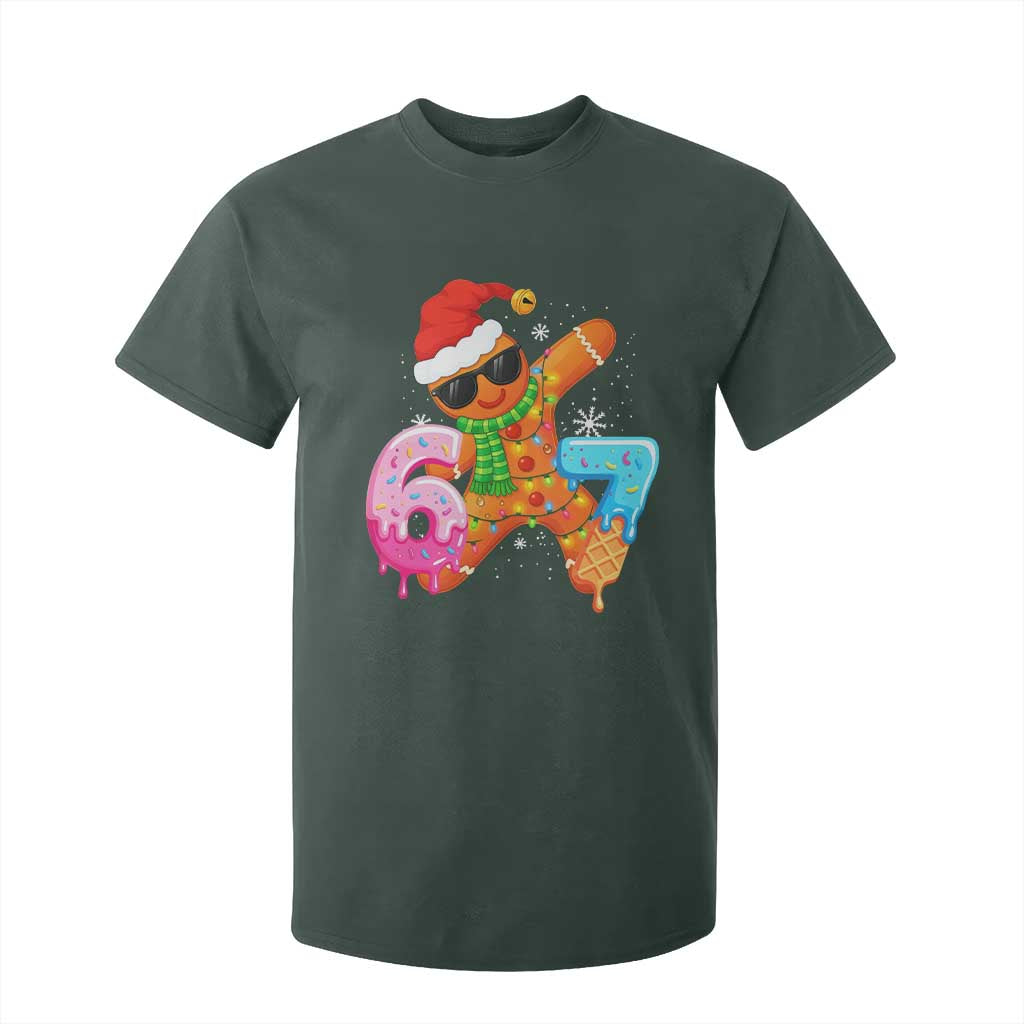 Funny 67 Meme Gingerbread Christmas T Shirt For Kid Six Seven Ice Cream Drip Boys TS10 Dark Forest Green Print Your Wear