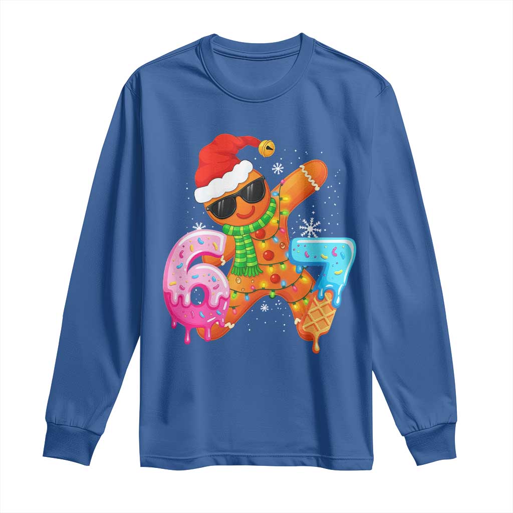 Funny 67 Meme Gingerbread Christmas Long Sleeve Shirt Six Seven Ice Cream Drip Boys TS10 Royal Blue Print Your Wear
