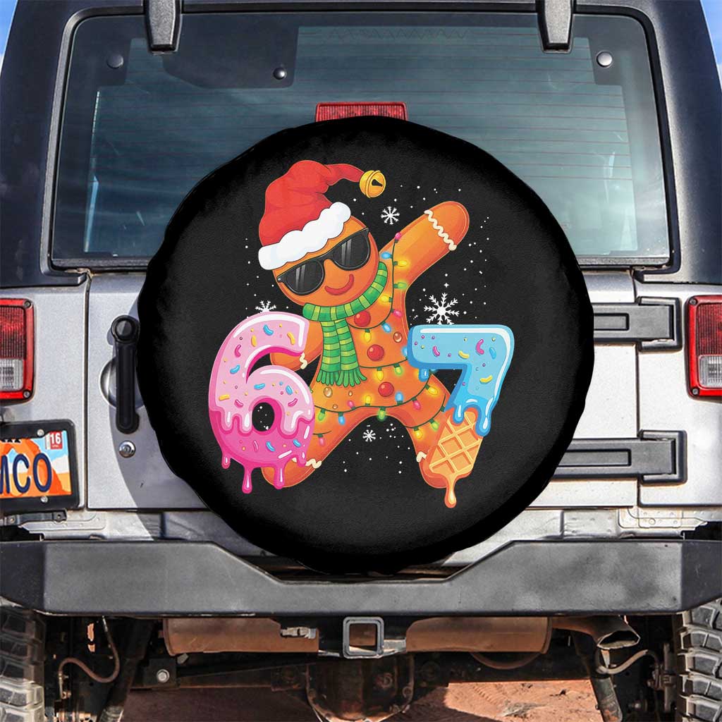 Funny 67 Meme Gingerbread Christmas Spare Tire Cover Six Seven Ice Cream Drip Boys TS10 No hole Black Print Your Wear