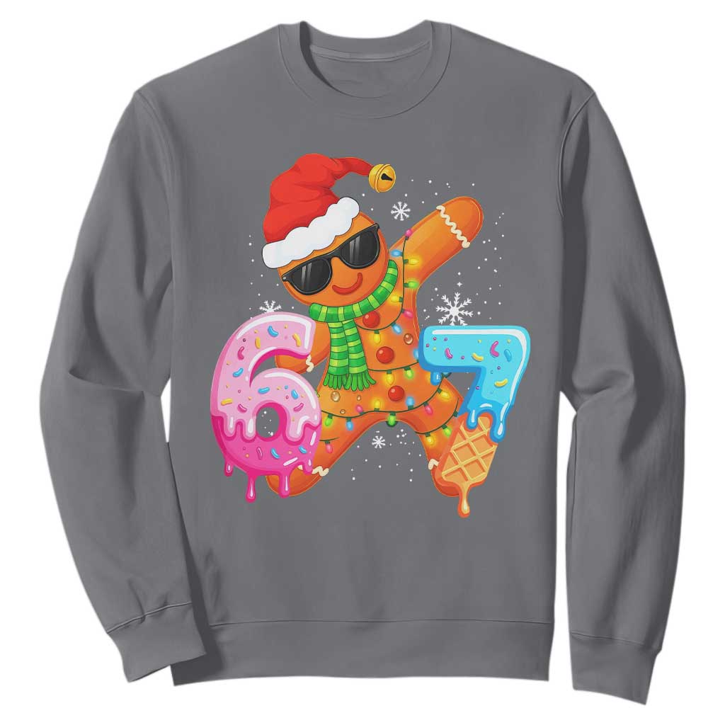 Funny 67 Meme Gingerbread Christmas Sweatshirt Six Seven Ice Cream Drip Boys TS10 Charcoal Print Your Wear