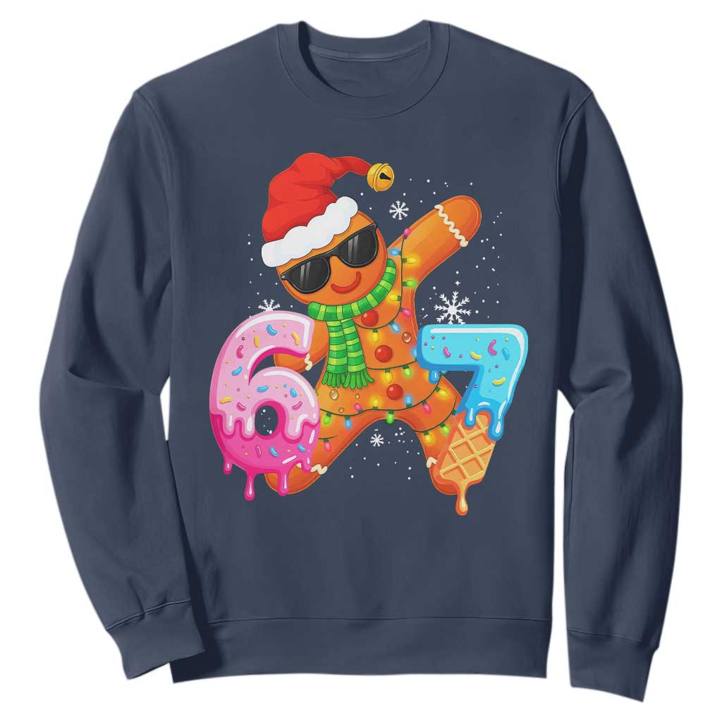 Funny 67 Meme Gingerbread Christmas Sweatshirt Six Seven Ice Cream Drip Boys TS10 Navy Print Your Wear